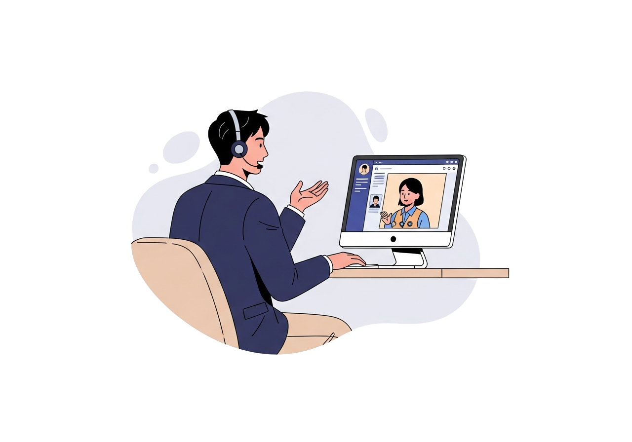 オンライン商談を実施する営業担当者